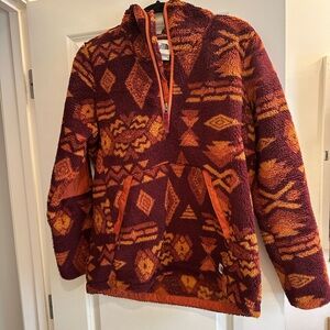 North Face Fleece Pullover in Burgundy and Orange